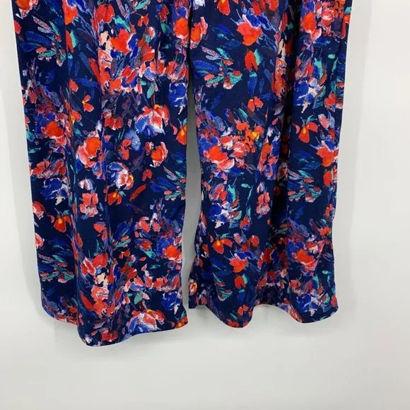 Cuddl Duds Flexwear Pants Blue Floral Print Wide Leg Pull On - Picture 9 of 9